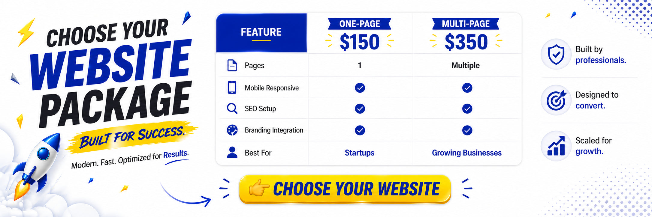 comparison table for website